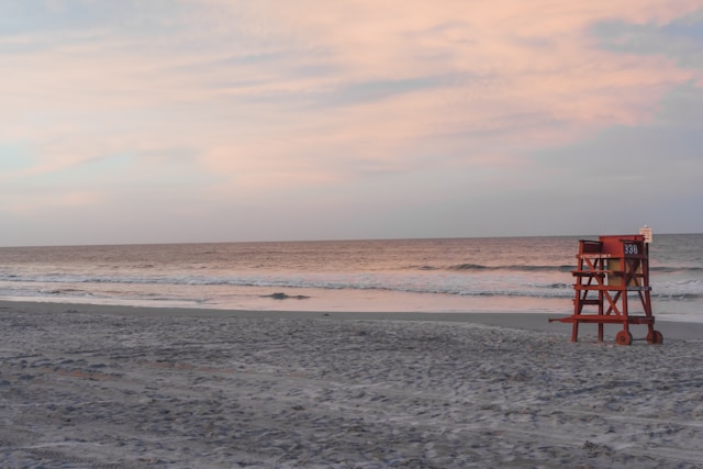 Central Florida beach with lifeguard chair