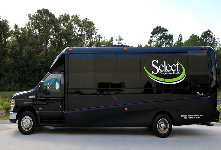Mears Select Black Luxury Minibus in Orlando, Florida